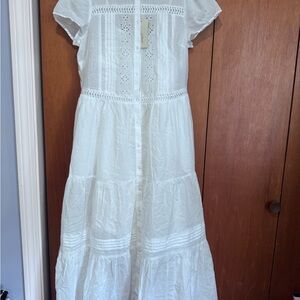 Universal Thread White Eyelet Button-Front Midi Dress